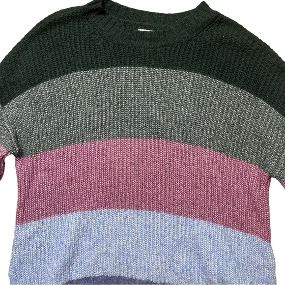 American Eagle Dreamspun Soft Knit Color Blocked Striped Sweater Small - Picture 6 of 8